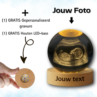 BabyAura - Kristal lamp met gravure