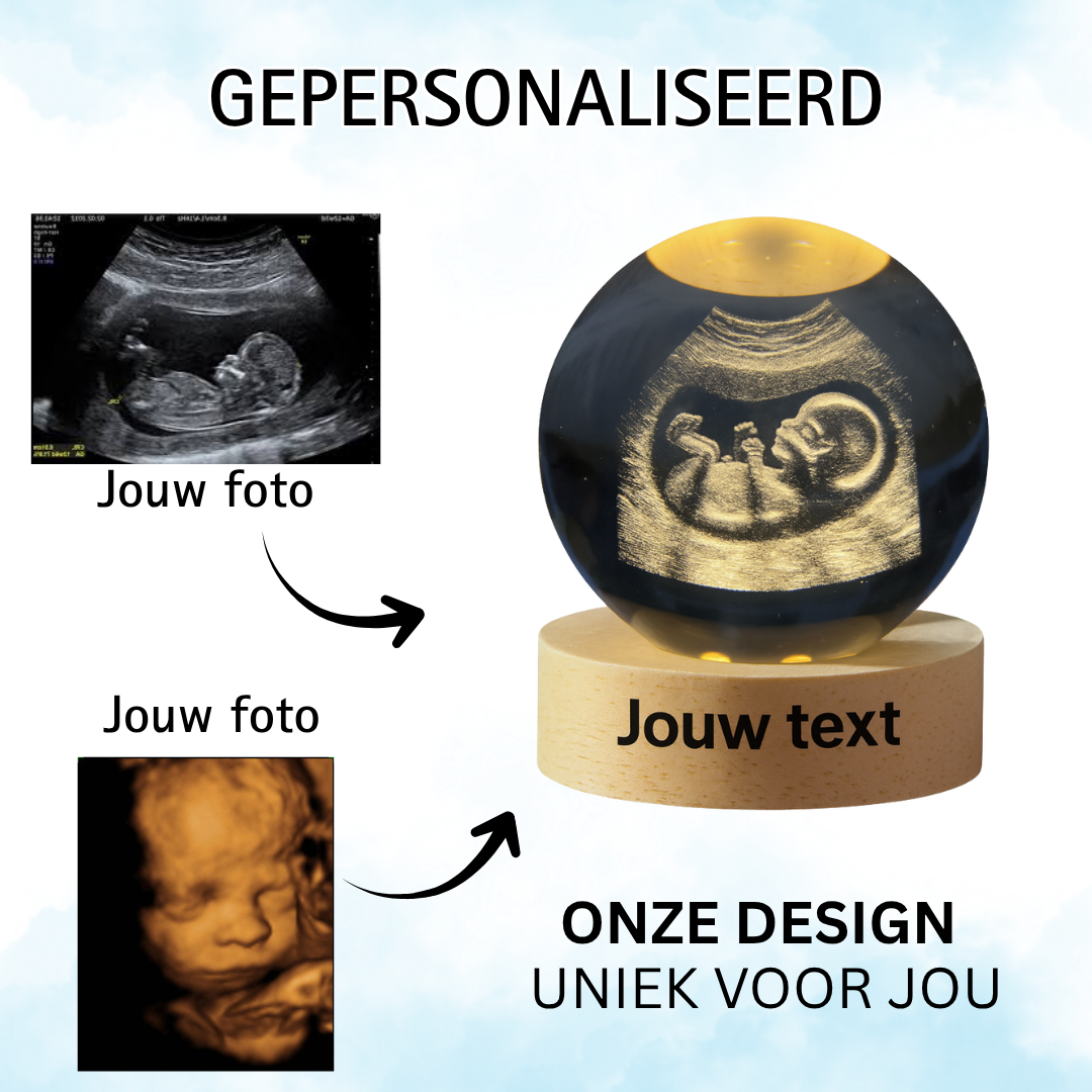BabyAura - Kristal lamp met gravure