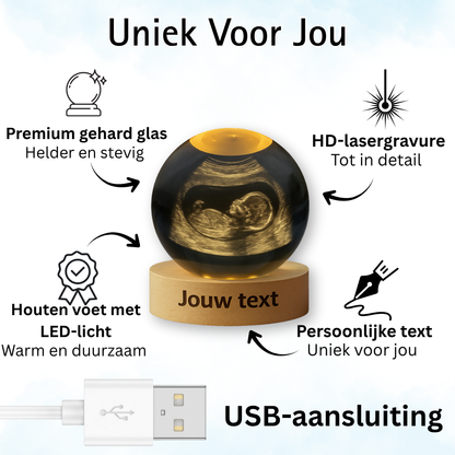 BabyAura - Kristal lamp met gravure